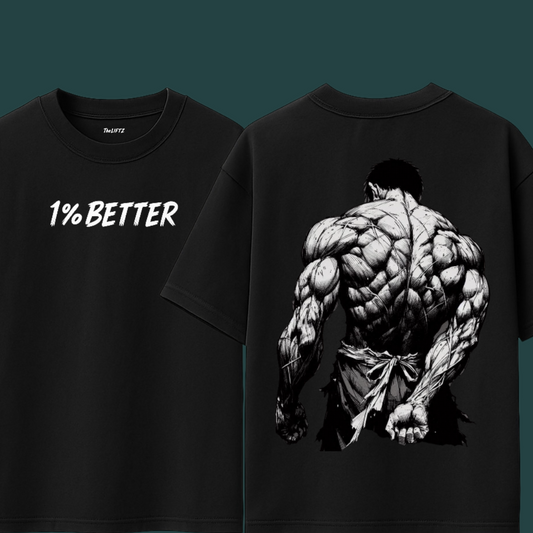 1% Better Black Drop‑Shoulder Tee – 240 GSM Premium 100% Cotton