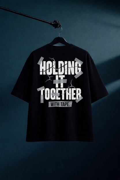 Black Oversized Gym T-Shirt 240 GSM | Holding It Together | TheLiftz