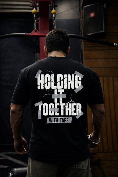 Black Oversized Gym T-Shirt 240 GSM | Holding It Together | TheLiftz